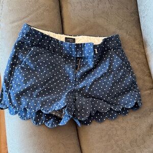 J. Crew Navy Scalloped Polka Dot Shorts